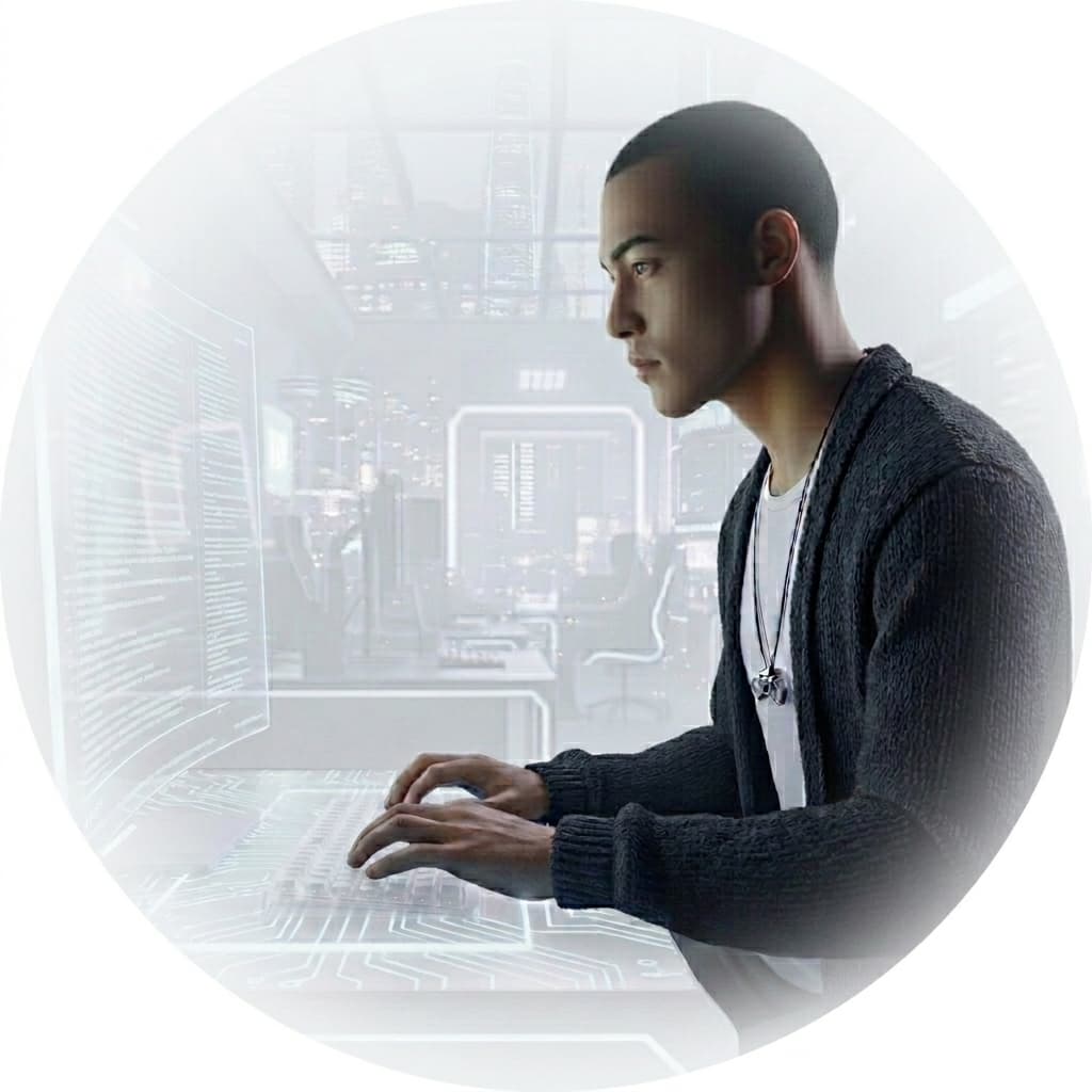 Portrait of Hai working at a computer